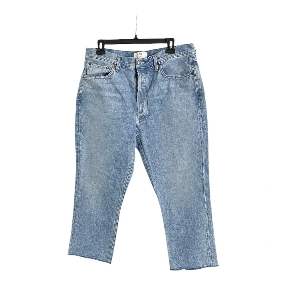 Agolde Riley High Rise Straight Leg Crop Jeans in Renewal Blue Size 32